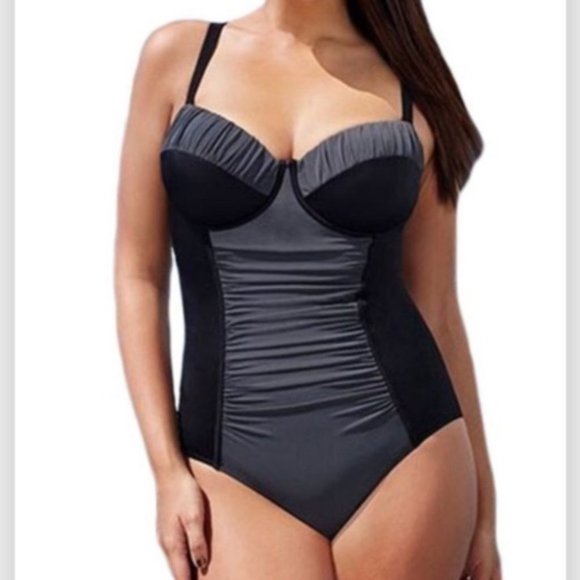 On My Rack Other - Colorblock Black Gray One Piece Swimsuit XL